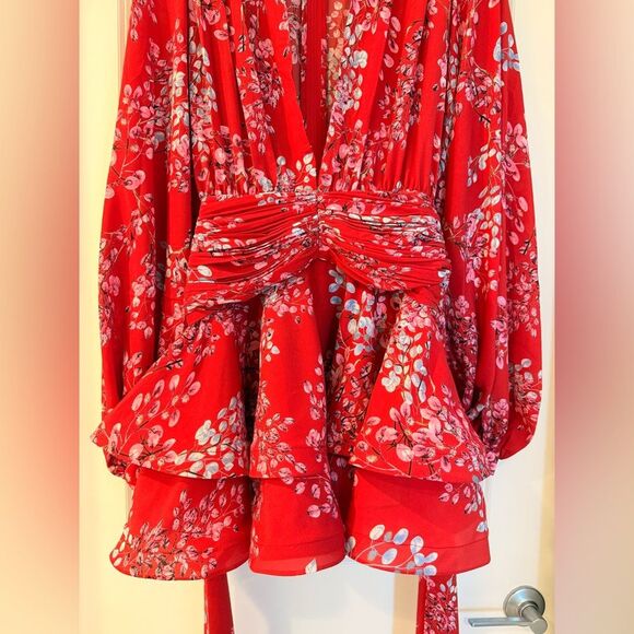NWOT BRONX AND BANCO BEDOUIN MINI DRESS Elegant Red Floral - Picture 9 of 15